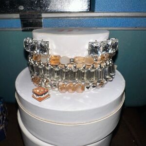 Chic Silver and Orange Gemstone Bracelet